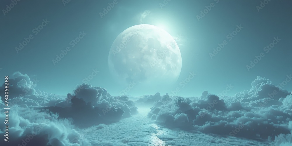 A Mesmerizing Nocturnal Scene With A Luminous Moon Amidst Cloud Veils. Concept Nature's Symphony, Singing Birds, Flowing Streams, Rustling Leaves, Whispering Breeze,