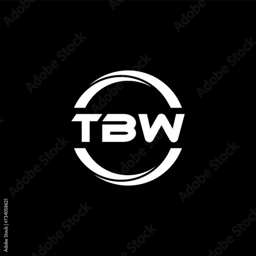 TBW letter logo design with black background in illustrator, cube logo, vector logo, modern alphabet font overlap style. calligraphy designs for logo, Poster, Invitation, etc. photo