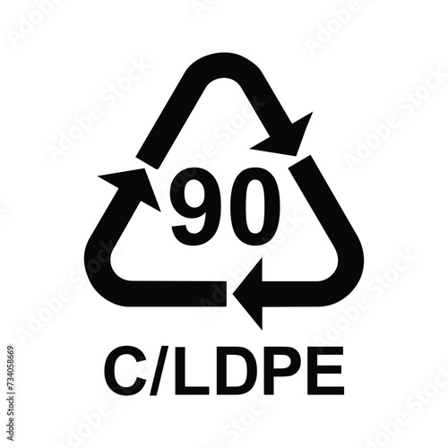 Composites recycling symbol CLDPE 90 , vector illustration