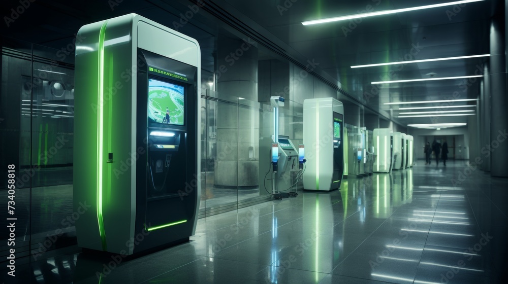 Naklejka premium Sleek and modern electric car charging station for environmentally friendly vehicles