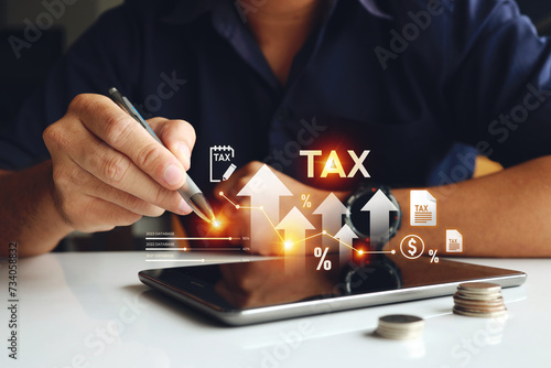 Business TAX plan development. calculation tax return concept.