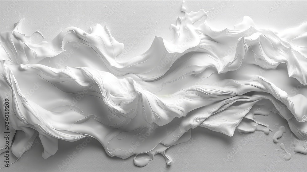 Abstract white acrylic painted fluted 3d painting texture luxury background banner on canvas - White waves swirls. Decor concept. Wallpaper concept. Art concept. 3d concept. Abstract white acrylic painted fluted 3d painting texture luxury background banner on canvas - White waves swirls. Decor concept. Wallpaper concept. Art concept. 3d concept.