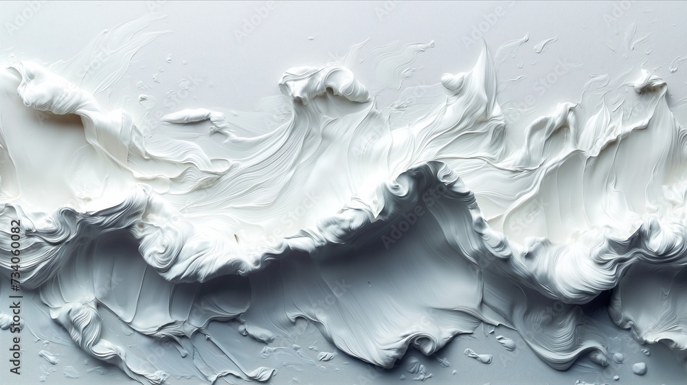 Abstract white acrylic painted fluted 3d painting texture luxury background banner on canvas - White waves swirls. Decor concept. Wallpaper concept. Art concept. 3d concept. Abstract white acrylic painted fluted 3d painting texture luxury background banner on canvas - White waves swirls. Decor concept. Wallpaper concept. Art concept. 3d concept.