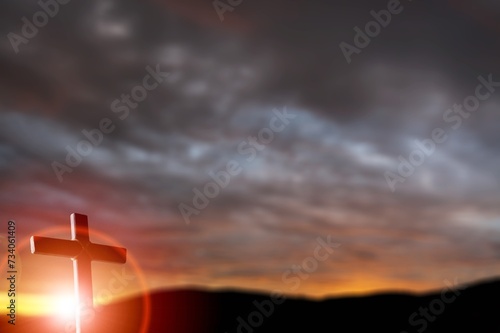 Holy wooden cross on sunset background © BillionPhotos.com