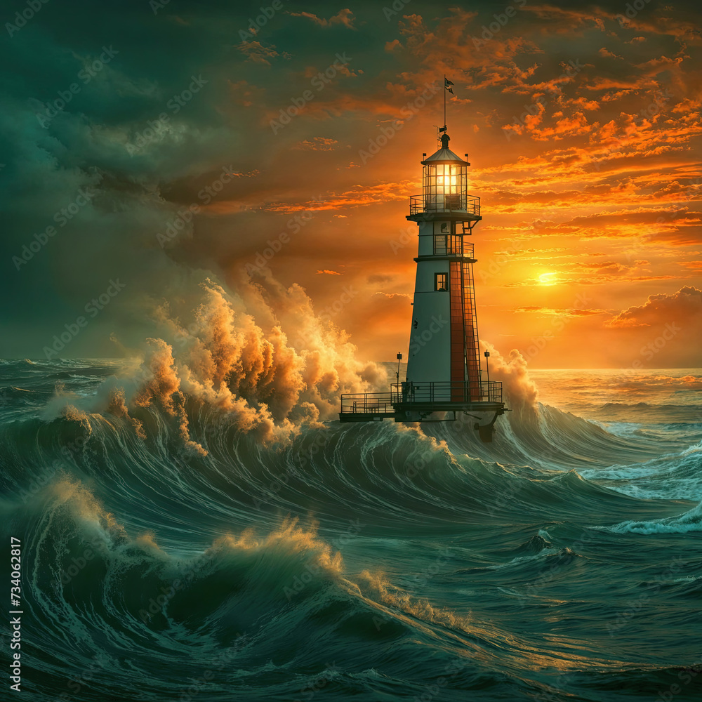 lighthouse in High waves