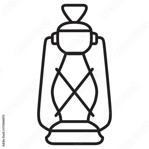 Camping lantern icon.Camp lamp.Old kerosene lamp.Retro gas lamp .XIX century lightings.Barn lantern.The wild west lamp.Isolated on white background.Outline vector illustration.Doodle sketch.