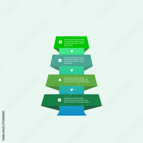 Tree shaped vector infographics for represent process flow diagrams