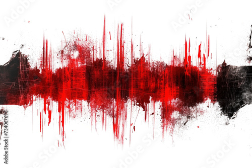red and black grunge and scratch effect texture with transparent background photo