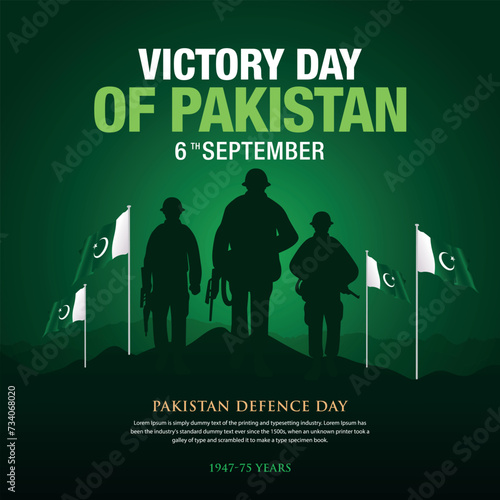 Pakistan Defence Day banner 6th September 1965 Celebrate defence day of Pakistan youm e difa Urdu Typography with aircraft, green background vector illustration