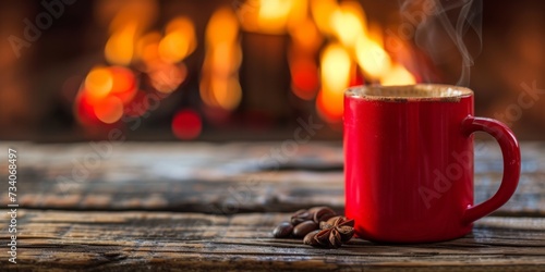 Relaxing By The Fire With A Mug Of Coffee On A Cold Day. Concept Cozy Winter Nights, Aromatherapy Candles, Warm Blankets, Hot Cocoa Recipes, Winter Decorations