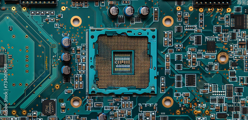 cpu component on a motherboard in the style of light 