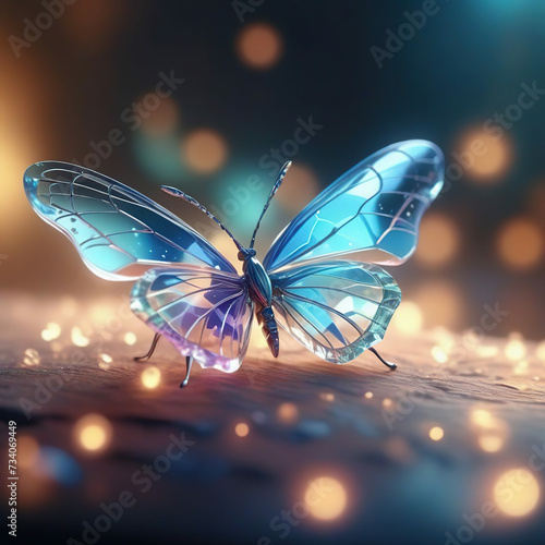 A futuristic crystal shape butterfly