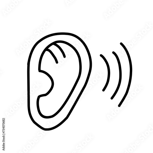 Ear vector icon, hearing symbol