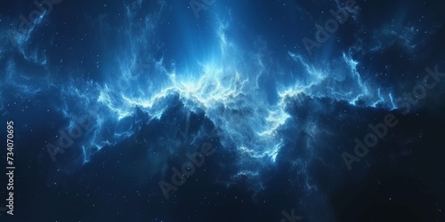 Vibrant Celestial Landscape With Blue Hues And Nebula Creating A Dreamlike Atmosphere. Concept Astro Photography  Celestial Landscapes  Dreamlike Atmosphere  Blue Hues  Nebula