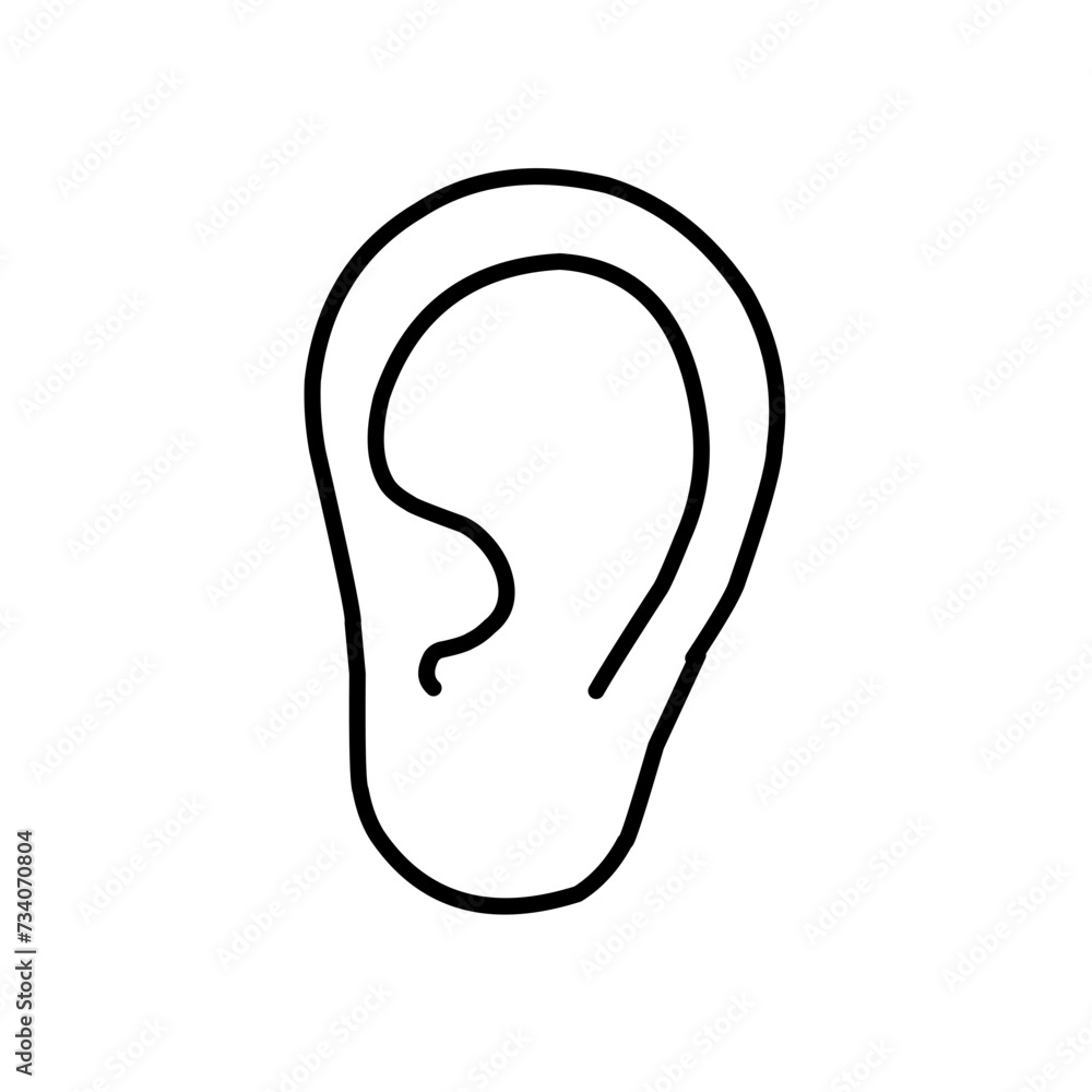Ear vector icon, hearing symbol Ear vector icon, hearing symbol