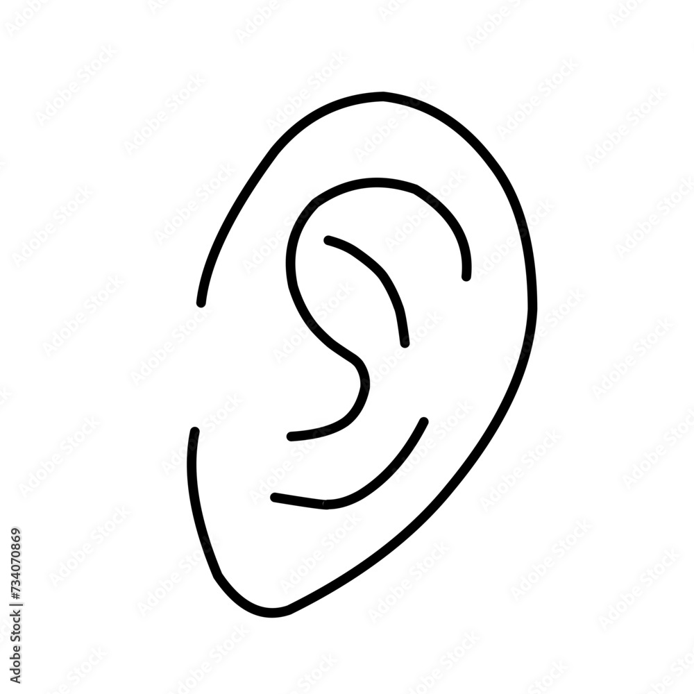 Ear vector icon, hearing symbol Ear vector icon, hearing symbol