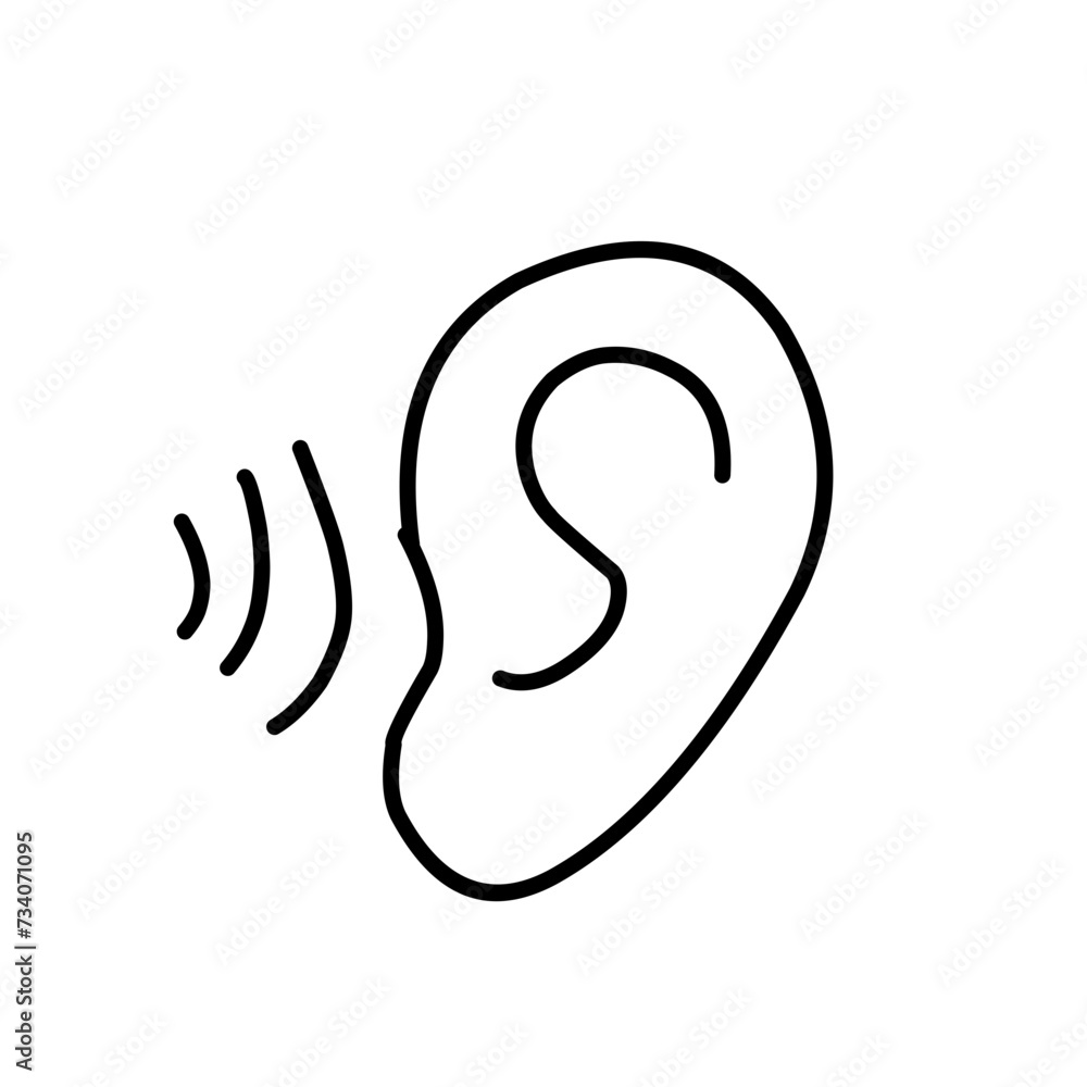 Ear vector icon, hearing symbol Ear vector icon, hearing symbol