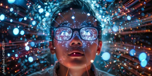 Cognitive Overload: The Impact Of Information Overload On Young Minds In The Digital Age. Concept Social Media And Mental Health, Exploring The Relationship And Effects On Well-Being Climate Change photo