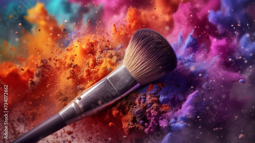 Cosmetic Brushes And Explosion Colorful Powder