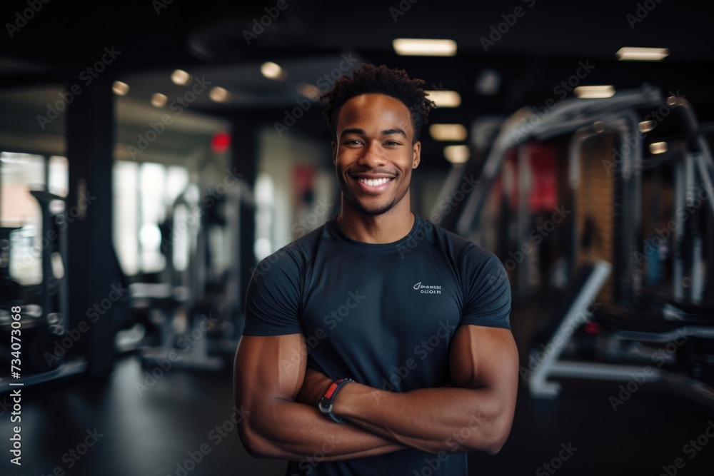 Smiling portrait of a male fitness trainer at the gym