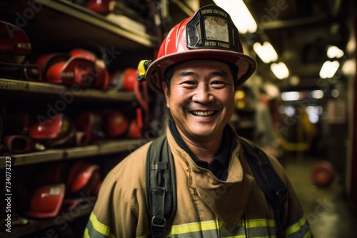 Portrait of a middle aged male firefighter