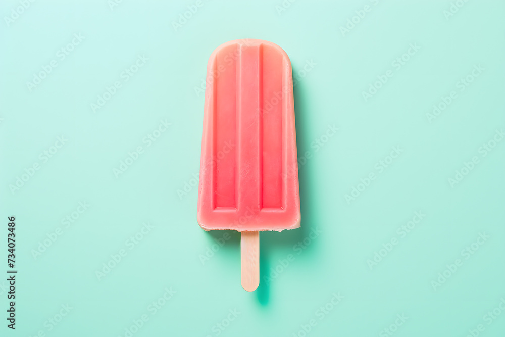 Pink popsicle on green background Pink popsicle on green background