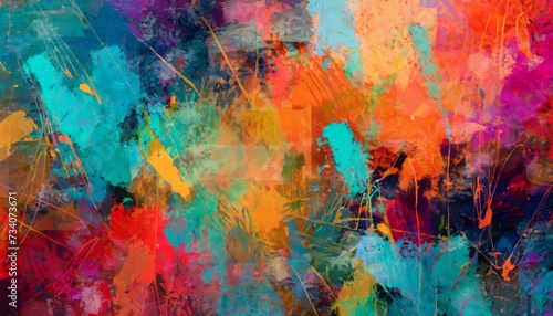 Abstract paint backdrop with vibrant colors and shapes. Colorful contemporary art © hardvicore