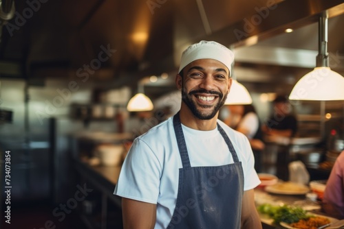 Portrait of a black male chef in a commercial kitchen