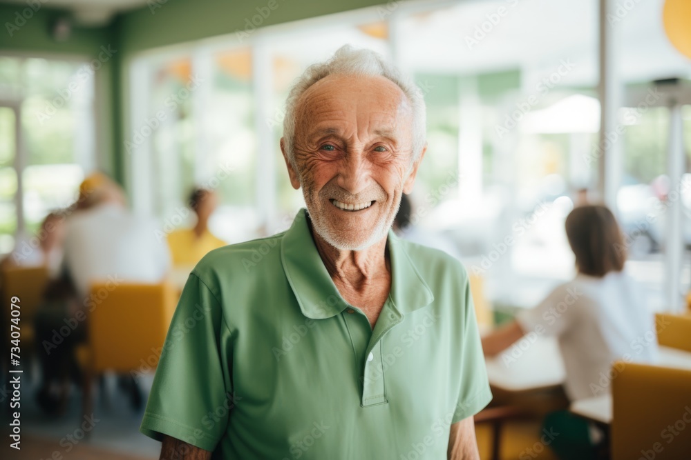Smiling portrait of a senior man in a nursing home Smiling portrait of a senior man in a nursing home