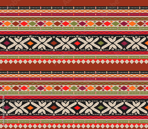 Beautiful digitally created Textile floral design geometrical border.