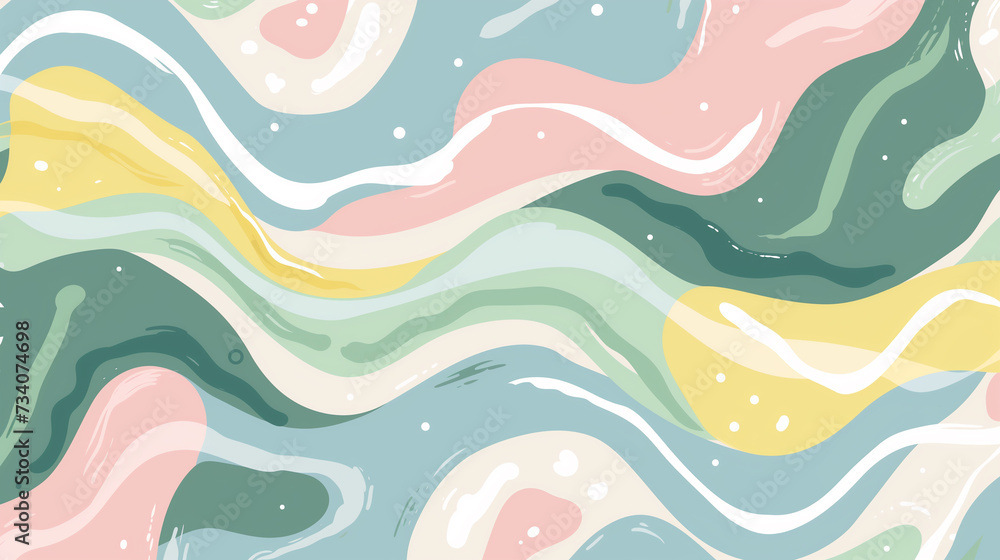 Pastel Dreams: Abstract Wavy Pattern Background in Soft Color Palette