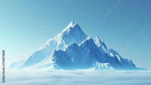 Futuristic Mountain on Blue Background