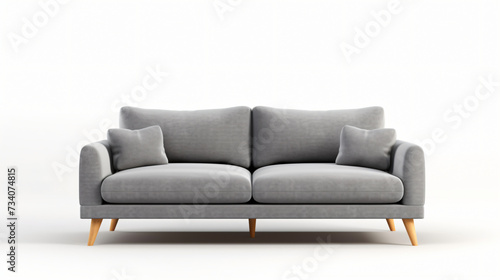 Modern Scandinavian classic gray sofa with legs. © Creative