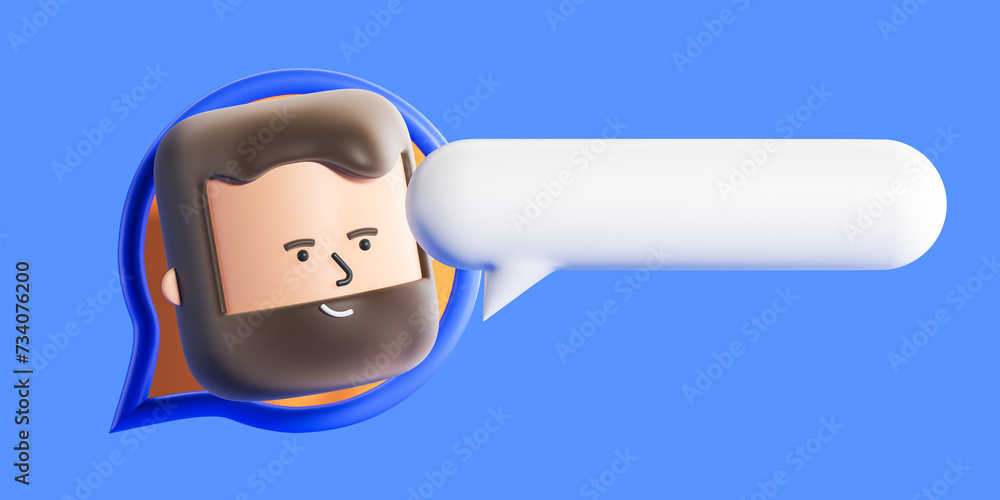 Cartoon man and sms notification popup. Correspondence, online communication, assistant. Mock up. 3D rendering Cartoon man and sms notification popup. Correspondence, online communication, assistant. Mock up. 3D rendering