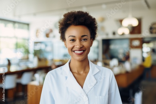 Portrait of a young African American female doctor smiling