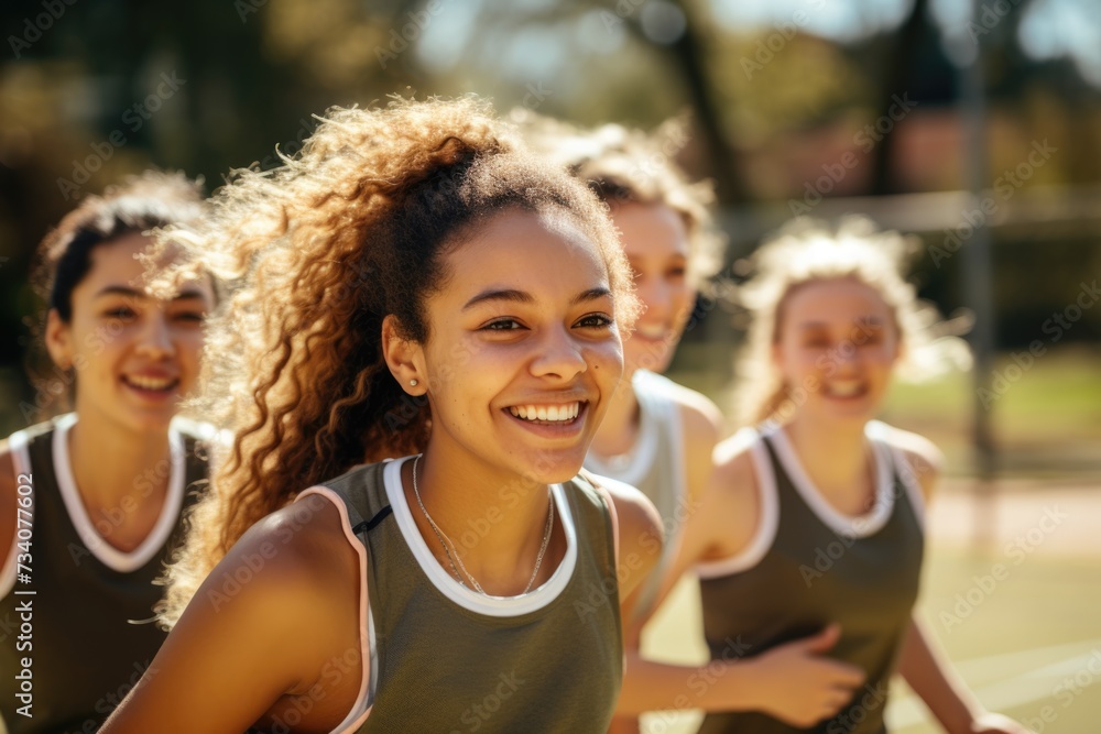 Group portrait of a female basketball team Group portrait of a female basketball team