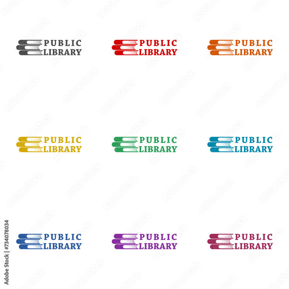 Public library icon isolated on white background. Set icons colorful