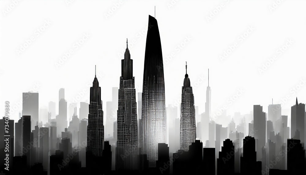 Modern City Skyline on white background. Real estate business concept.
