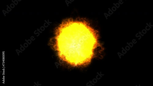 Sun, star, glowing, shining, with tendrils, 4k 24p, alpha channel for transparency. Long version photo