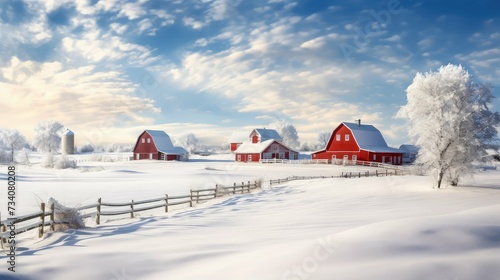 winter farm with snow