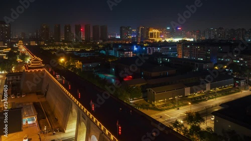Wallpaper Mural Time lapse aerial night view of Xian city Torontodigital.ca