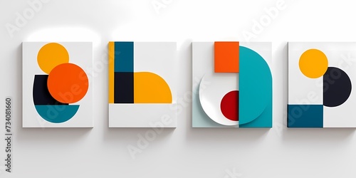Abstract multicolored geometric shapes. Abstract background in the style of cubism on a white background