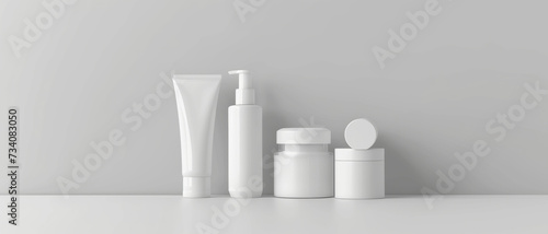 Set of skincare products on a minimalist background, the essence of beauty routine