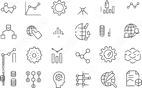 Data analytics icons set with vector collections. 