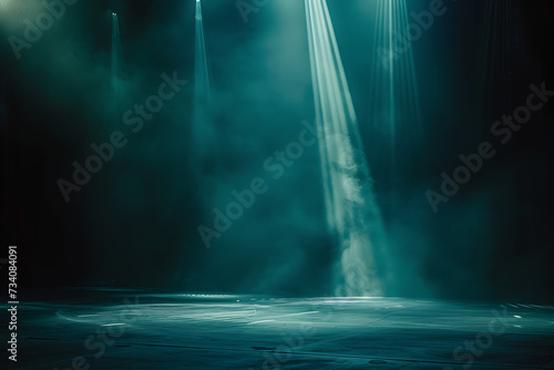 light beam on dark stage in background in the style o