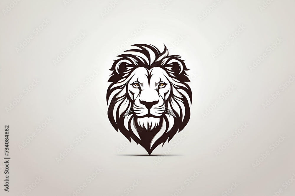 Fototapeta premium Minimalist lion head vector on a white background 