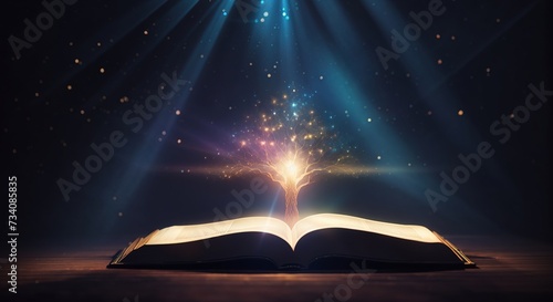 Bible book surreal light beam sacral illustration