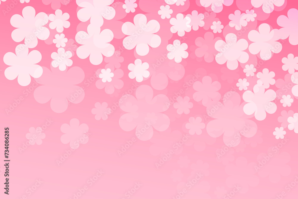 Pink background with white flowers. Vector flat illustration. Spring is coming. Sakura blossoms background. Pink background with white flowers. Vector flat illustration. Spring is coming. Sakura blossoms background.