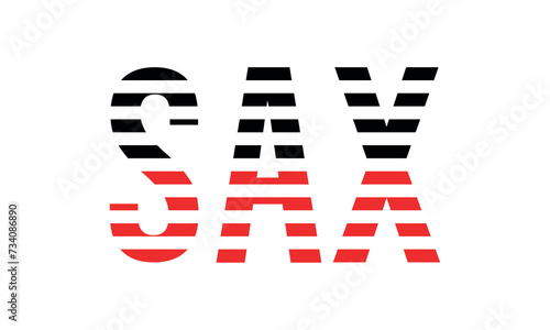 Принти на полотні SAX three initial letter iconic line negative space minimal logo design vector template