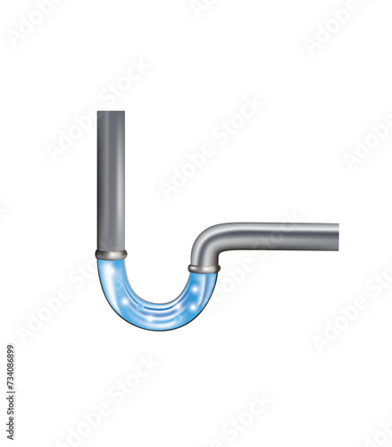 Metal drain pipe. vector illustration